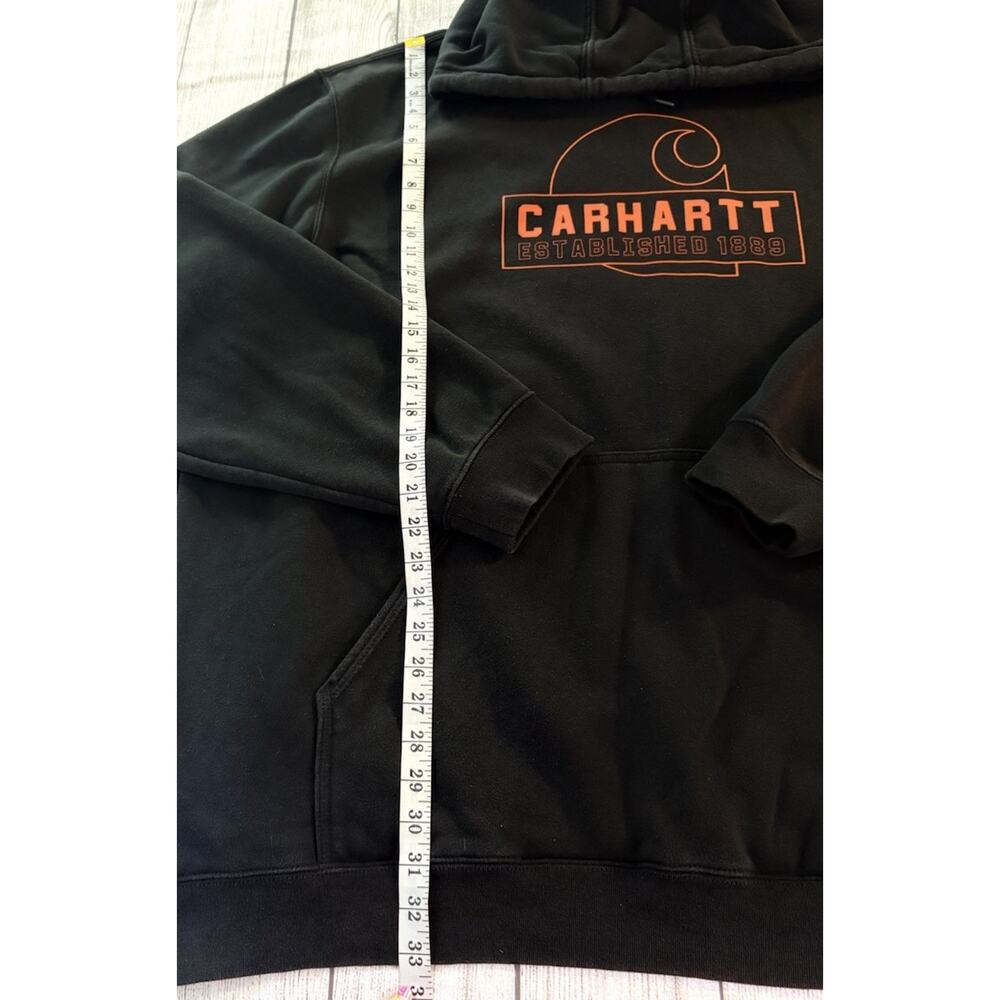 Carhartt Men’s Loose Fit Crewneck Graphic Logo Hoodie Black Size 3XLT - Picture 2 of 7